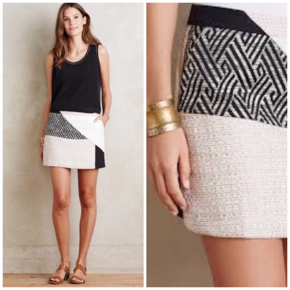 Anthropologie Elevenses Tweed Patchwork Skort 249 - Picture 2 of 8